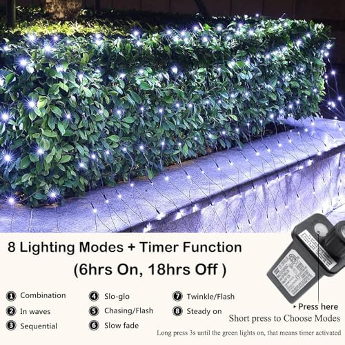 iBaycon 4FT x 6FT Christmas Net Lights Outdoor Mesh Light, White