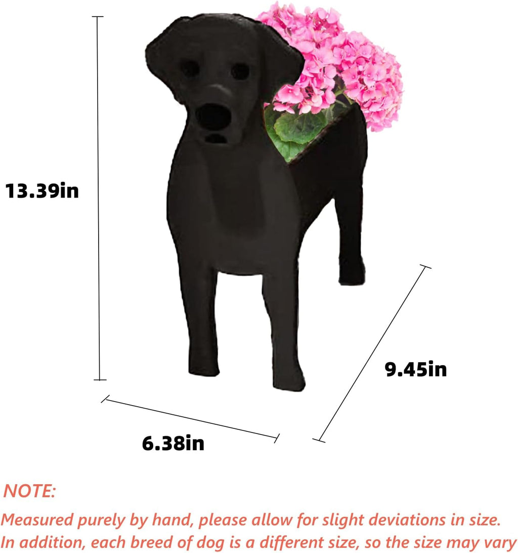 Black Labrador Dog Planter Pots, Animal Shaped Flower Pot | Cute Plant Gift for Women and Pet Lovers, Indoor Outdoor