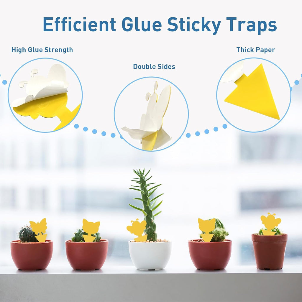 96 Pack Fruit Fly Traps for Indoor Outdoor, 3 Shapes Yellow Sticky Bug Traps, Double-Side Fungus Gnat Killer for