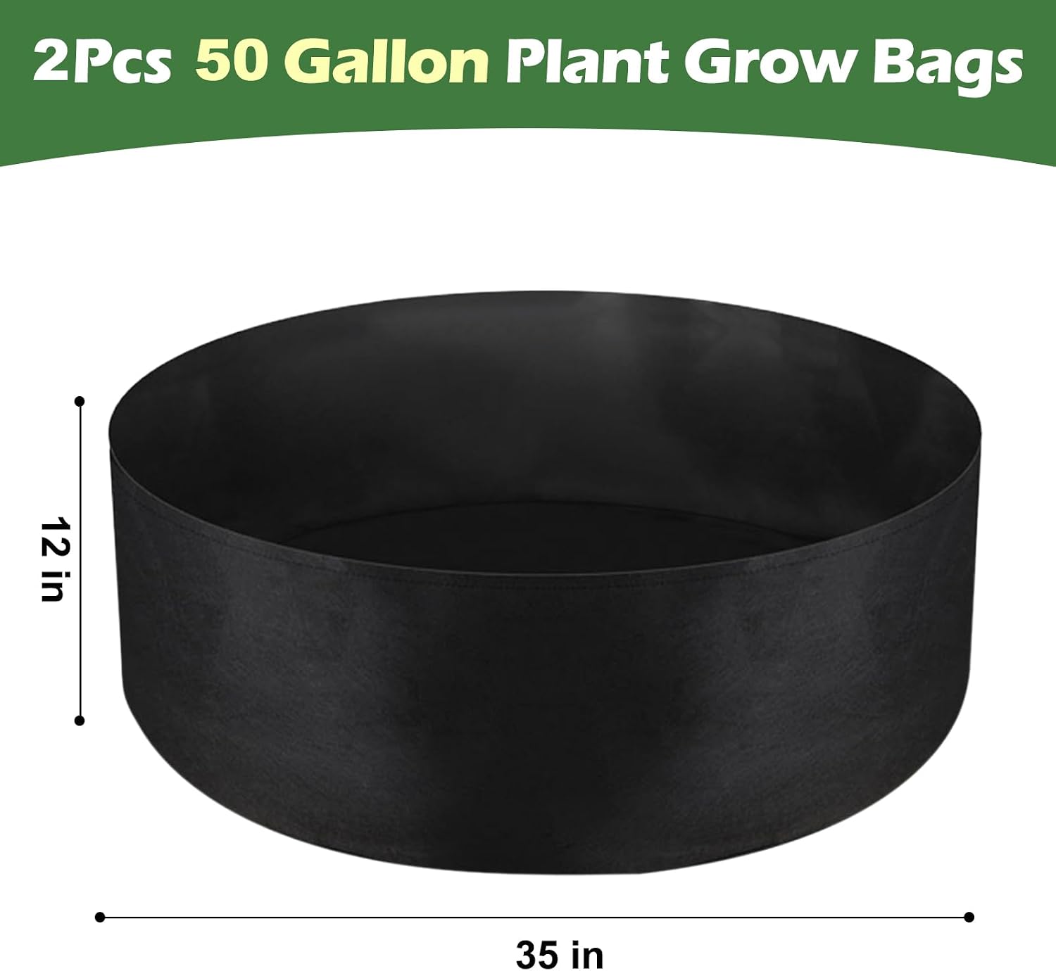 LBTING 2Pcs 50 Gallon Plant Grow Bags, Fabric Raised Planting Bed Heavy Duty Non-Woven Fabric Planter Pots for Garden