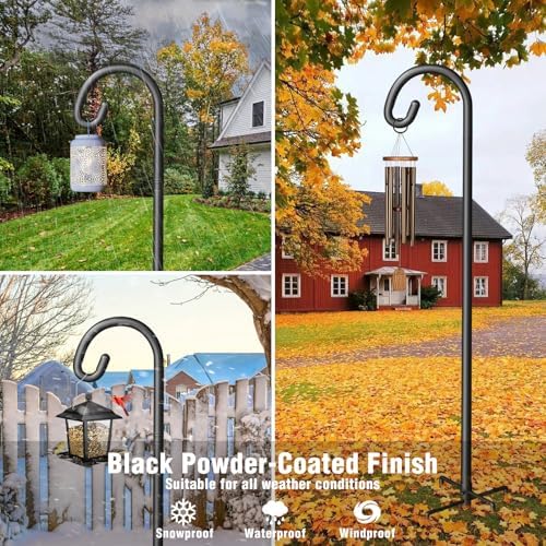 Shepherd Hook for Outdoor, Heavy Duty Bird Feeder Pole with 5 Prong Base, Adjustable Height Bird Feeder Stand Ideal for Hanging Bird Feeders, Plant, and Garden Decorations