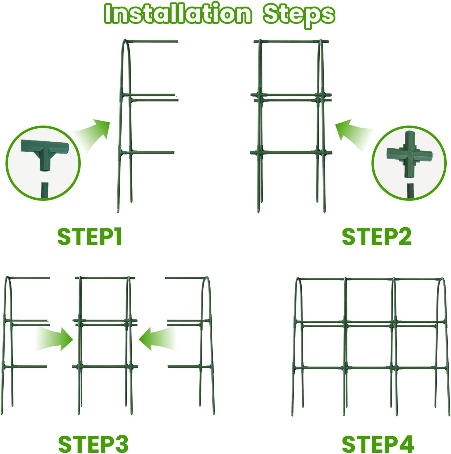 Cucumber Trellis for Raised Bed, U-Shape Garden Trellis for Climbing Plants Outdoor, Metal Arch Vegetables Trellis