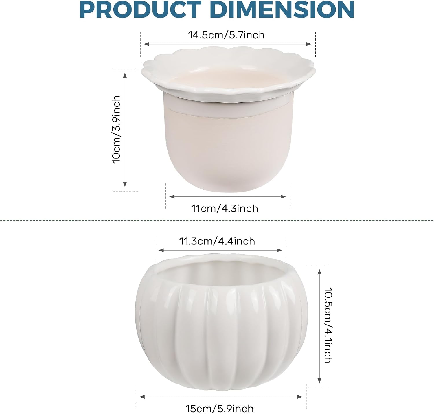 BUYMAX 6 Inch Self Watering Ceramic African Violet Pot Indoor Plant Pot | Pumpkin Style Design | Automatic Water