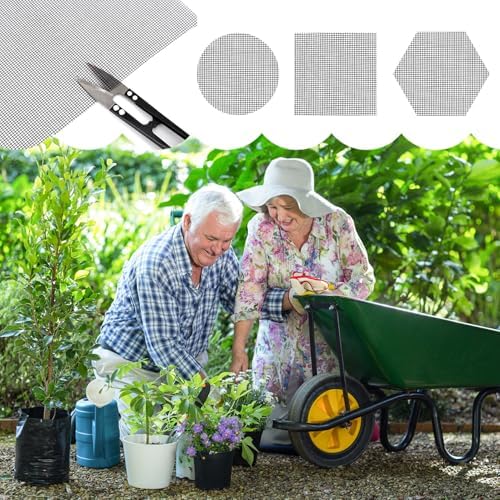 lasuroa 15pcs Flower Pot Hole Netting Mesh Pad, 30x20cm/11.8x7.8 Inch Bonsai Eye Mesh Drainage Screens Plant Pot Drainage Meshes Plant Accessories Kit Screen Meshes Preventing Substrate Leakage