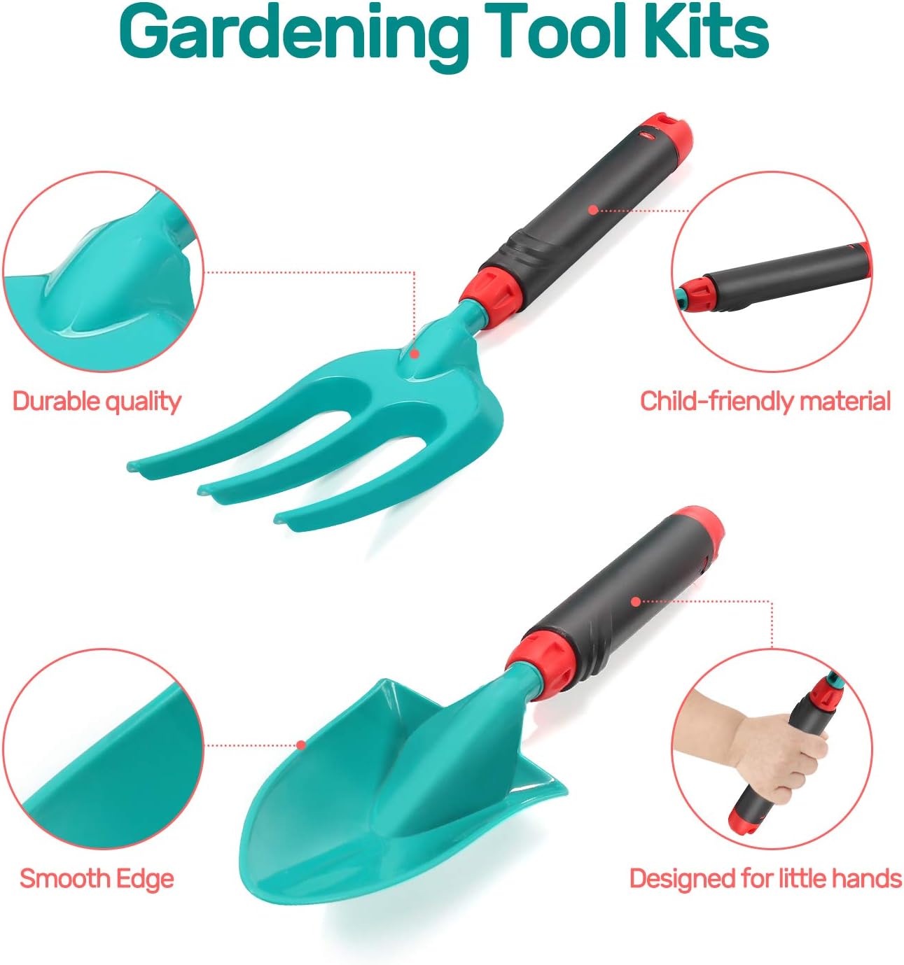 CUTE STONE Kids Gardening Tool Set, Garden Toys with Wheelbarrow, Watering Can, Gardening Gloves, Hand Rake, Shovel