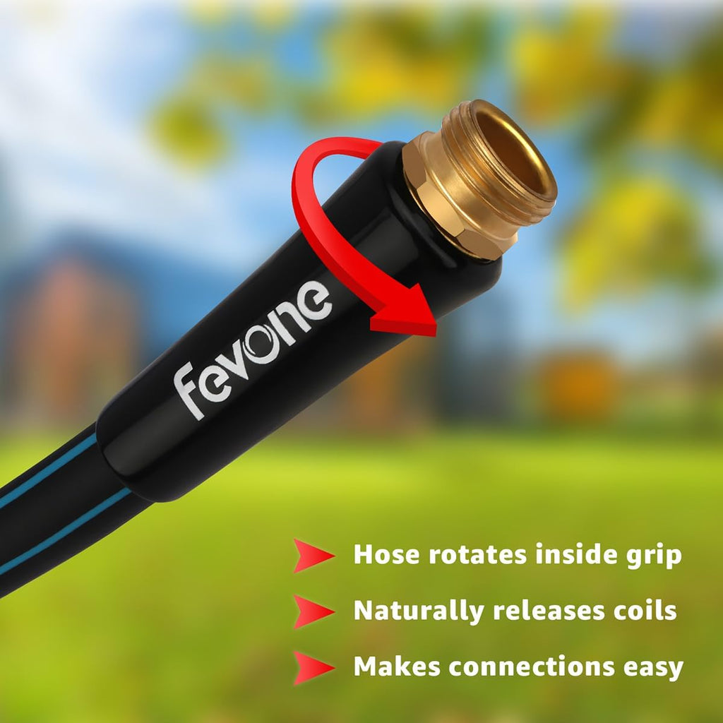 Kink Free Garden hose 100 ft, Heavy Duty Water Hose | Flexible Lightweight Hybrid Polymer, 5/8 ID, 600 PSI, Leak-Free