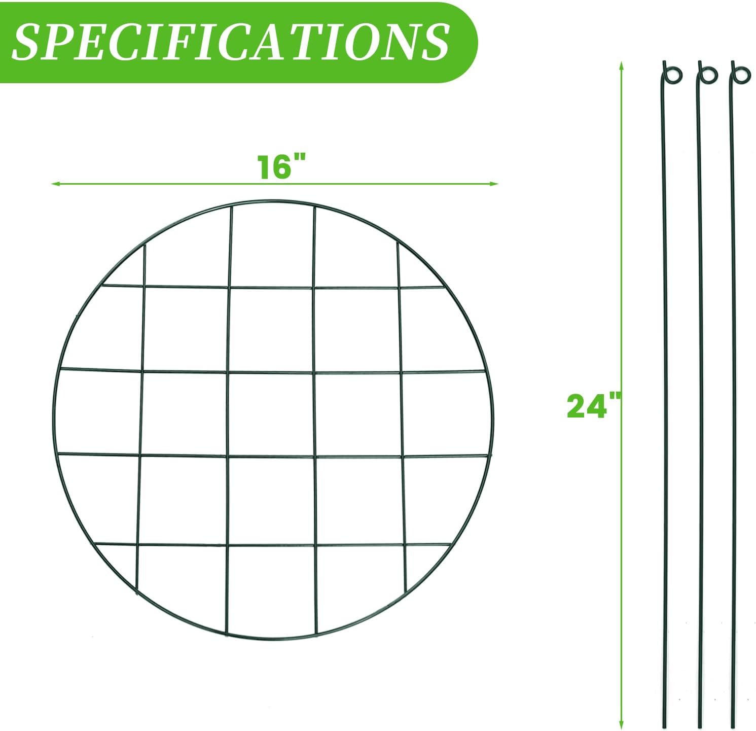12 Pack Peony Cages and Supports 16 x 24 Inch Grow Through Plant Support Peony Support Ring for Outdoor Plants