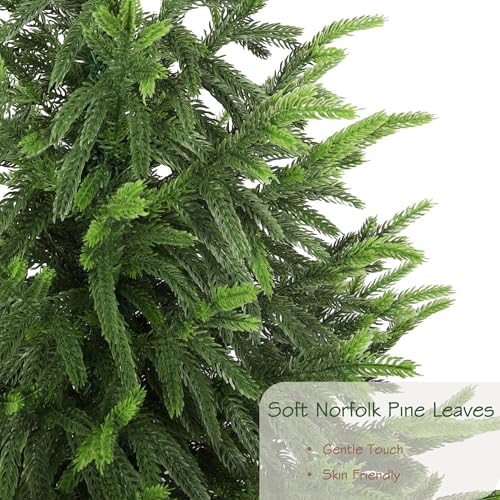 3ft UV Resistant Norfolk Pine Christmas Tree with Soft Real Touch Leaves, 36in Lifelike Faux Norfolk Pine Tree, Artificial Topiary Pine Tree for Patio Porch Christmas Decor