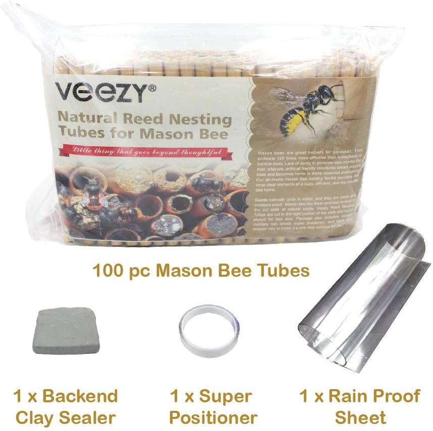 Veezy Mason Bee Tubes Natural Reed Pipe bee hive Inserts Pollinating kit for bee House Blocks bee nest Home Craft