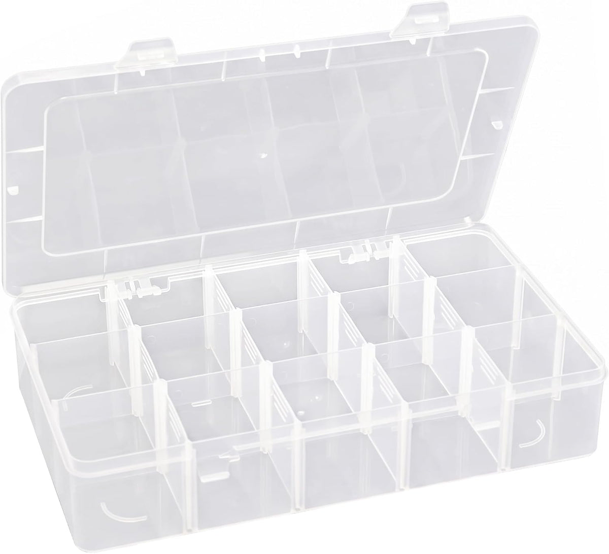 Hlotmeky Plastic Organizer Box with Dividers Bead Organizer 15 Large Grids Tackle box Organizer Clear Snackle Box Container