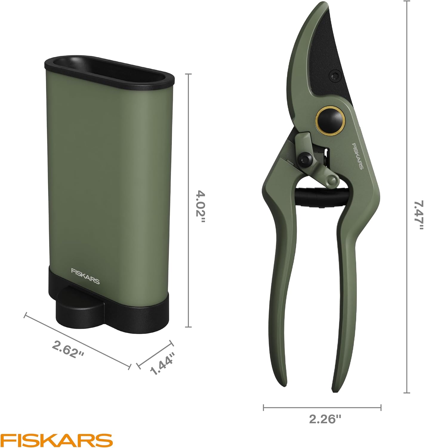 Fiskars 7" Plant Sculpting Bypass Pruners & Holder, 1/2" Cut Capacity | For Indoor Gardening & Bonsai, Low-Friction