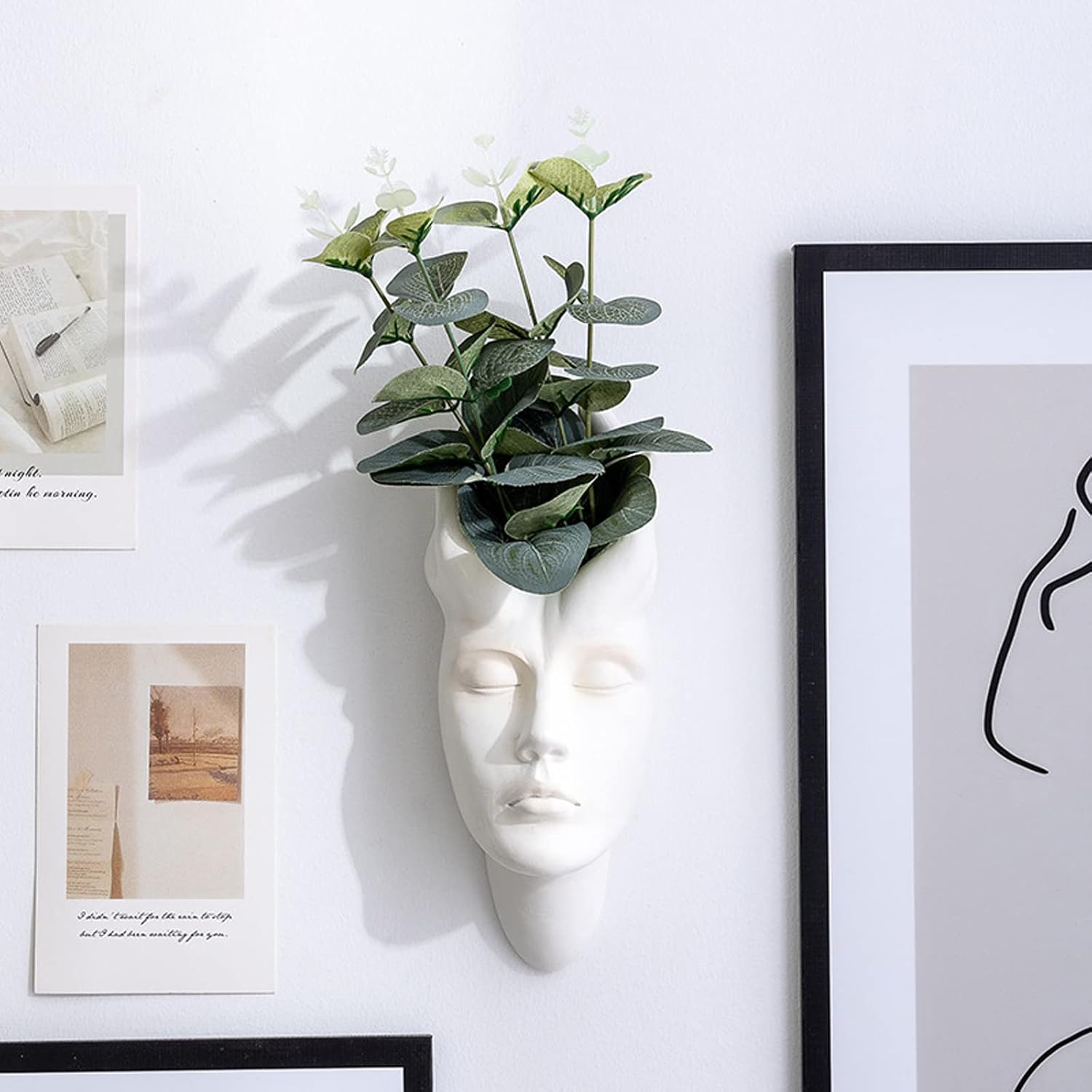 Hanging Face Vase, Wall Mounted Resin Face Flower Pot, Easy to Install Face Vase for Wall Decor, Creative Modern