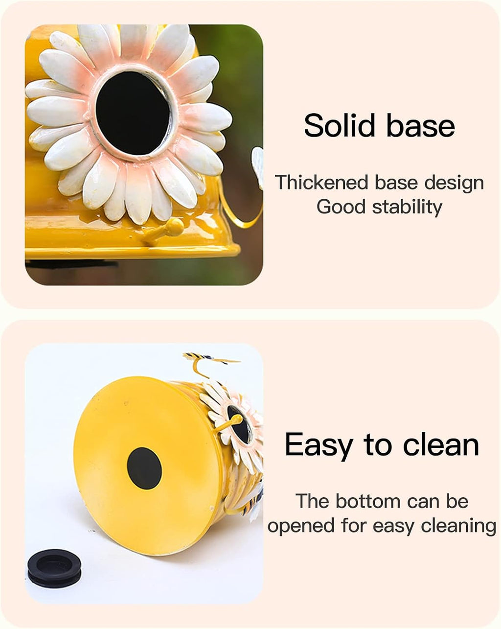 HANTURE Beehive Bird Houses for Outside 6.5Inch Iron Decorative Hanging Birdhouses with Bee Ornaments Outdoor