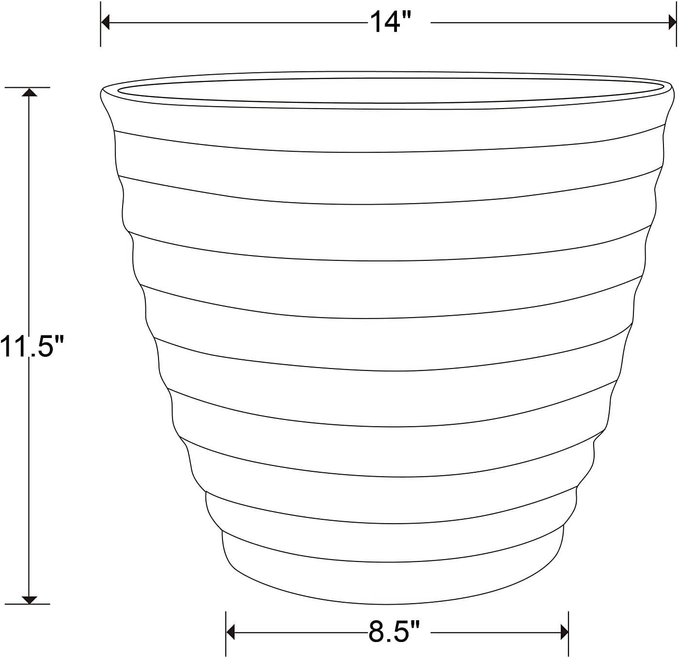 Southern Patio 14" Beehive Resin Indoor Pot Planter, 19.03 qt. Capacity