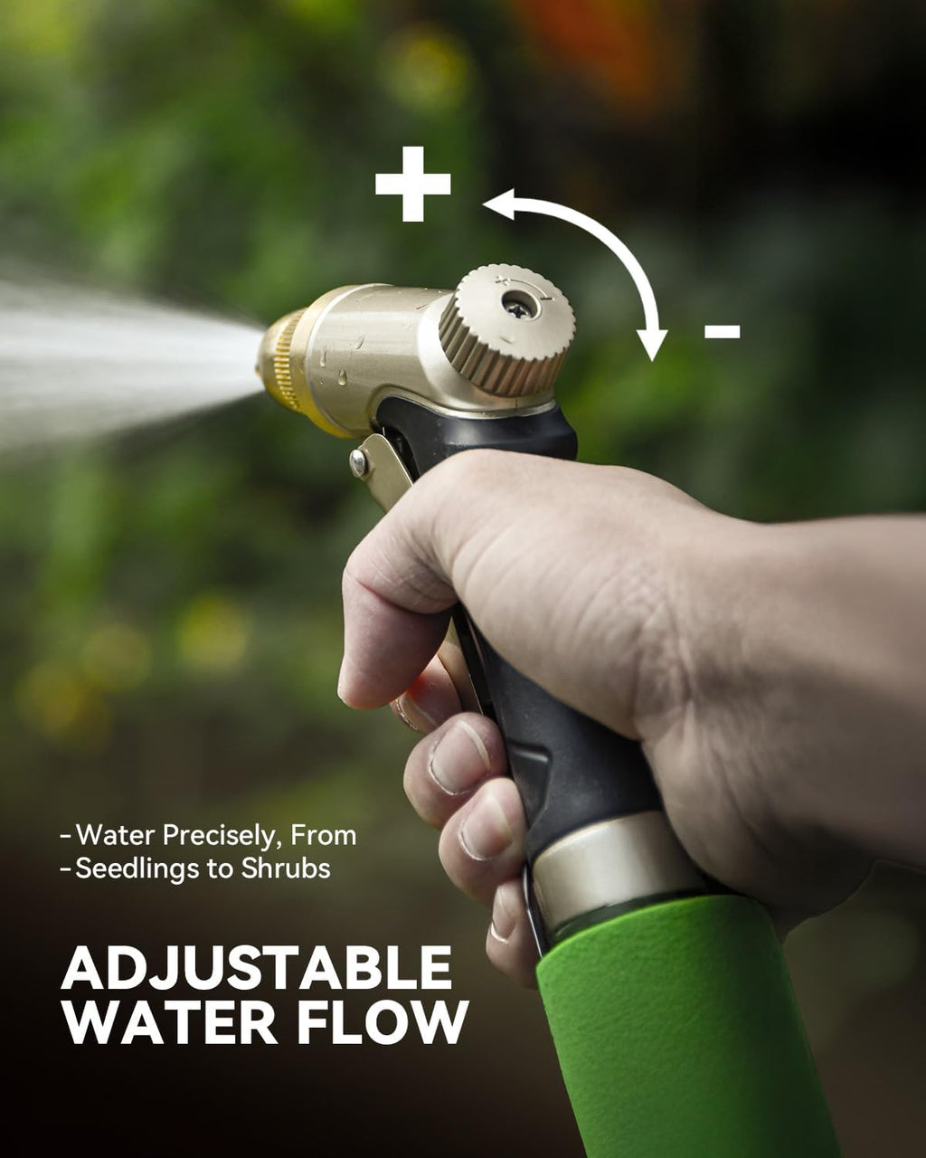 RAINPOINT Garden Hose Nozzle, 100% Heavy Duty Metal Hose Sprayer, High Pressure Water Hose Nozzle with Adjustable Spray