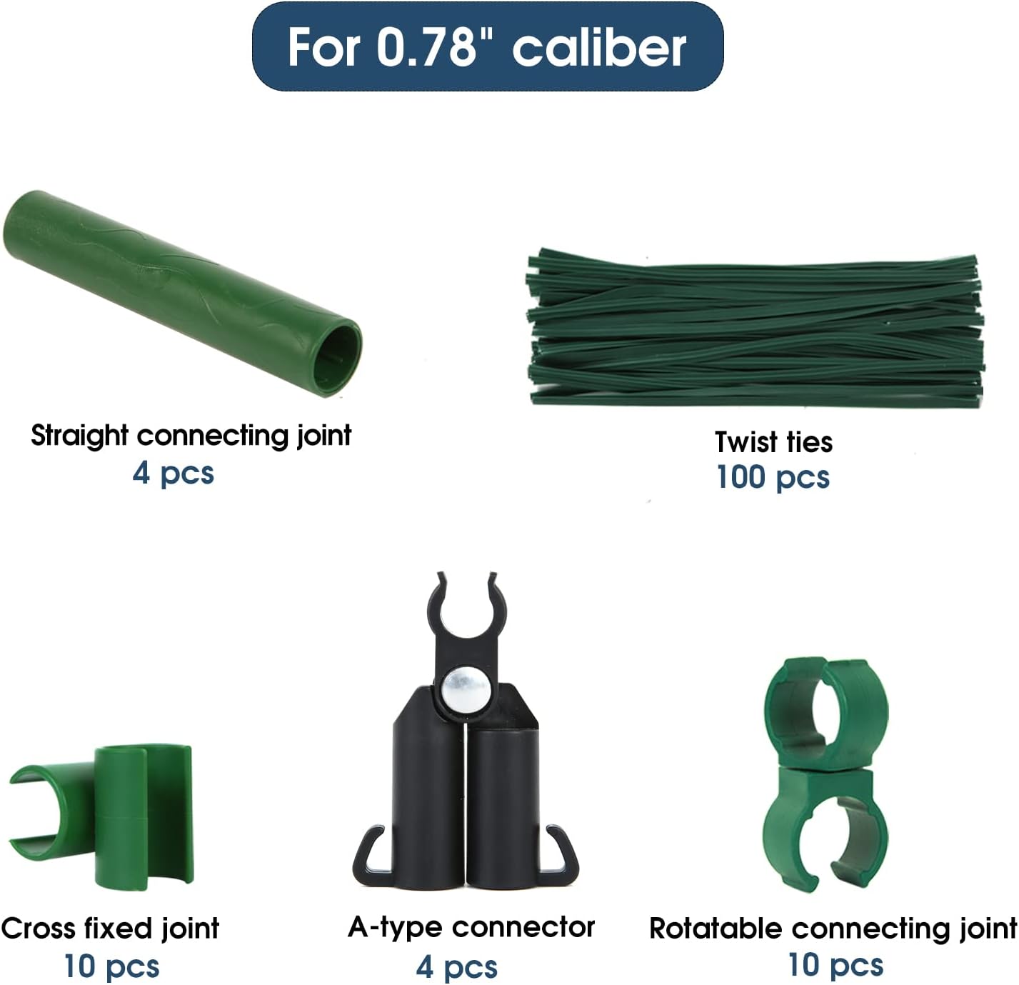 Adjustable Plant Trellis Connectors, Plastic Garden Stakes Clips for 0.78 inch Diameter Poles Connecting Joints for