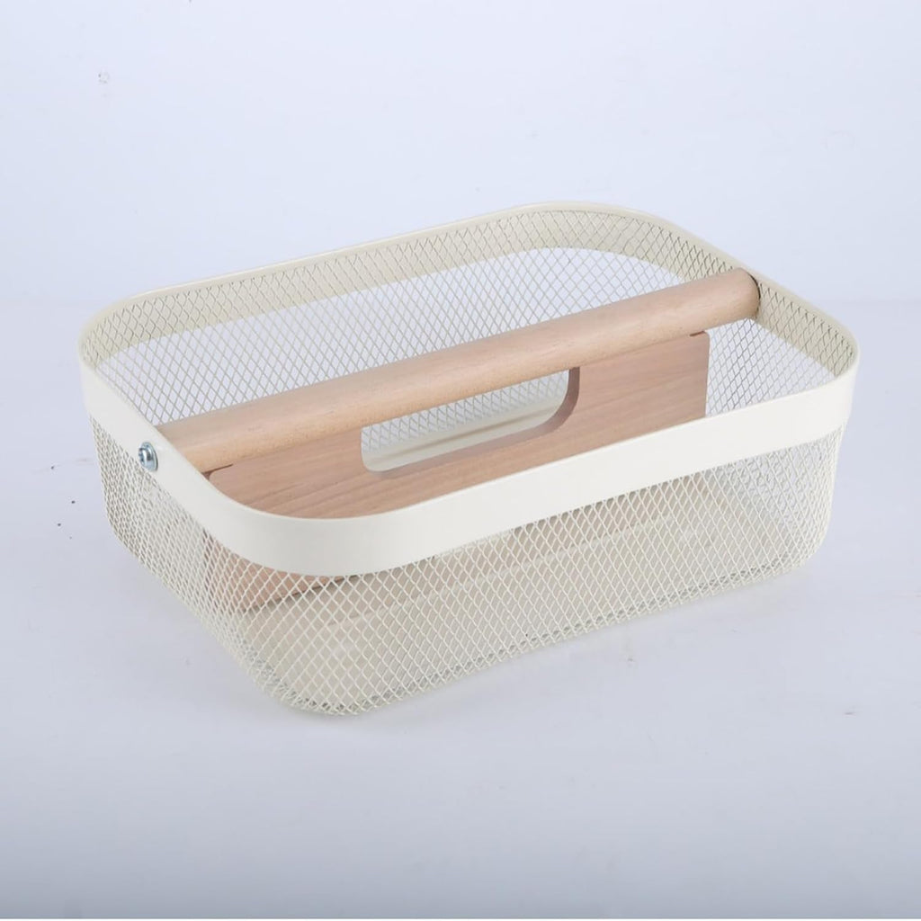 AJIODA Metal Mesh Steel Storage Basket, Garden Harvest Wire Organizer Basket Multi-functional Kitchen Fruit Basket with