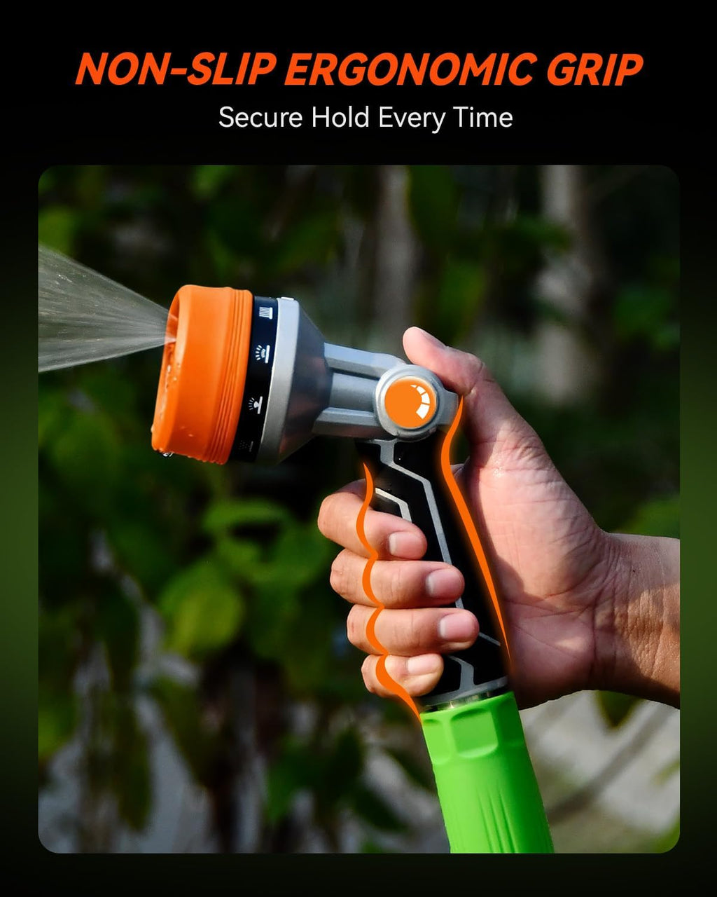 RAINPOINT Full-Metal Garden Hose Nozzle, Heavy Duty Water Hose Nozzle Sprayer With 10 Adjustable Patterns & High