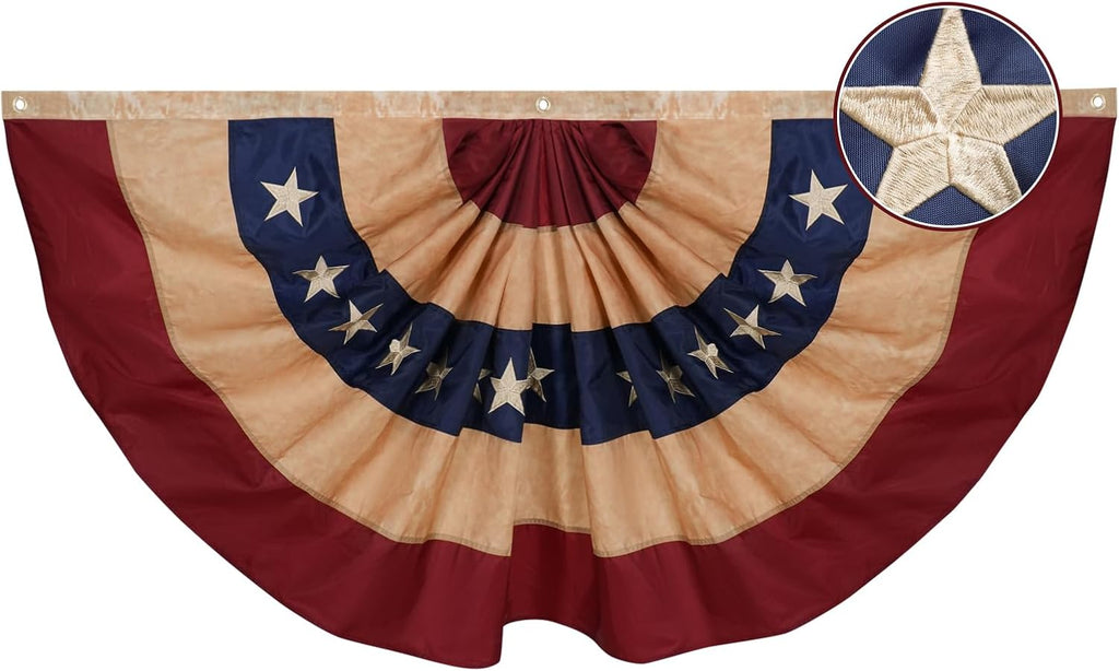 Newwiee 1 Pc 4 x 2 ft ft Halloween Flag Bunting Half Fan Hanging Pleated Flag Banner with 3 Grommets for Halloween Indoor Outdoor House Party Holiday Yard Decorations Props, Black Orange