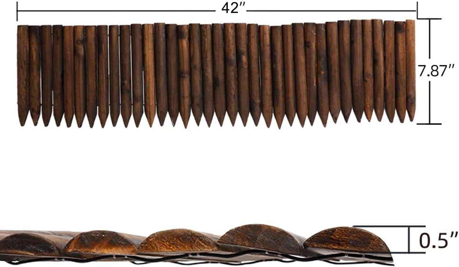 WORTH Wooden Edging for Landscaping, Flexible Garden Lawn Border 8" x 42" | Burnt Wood Finish Short Fence Flexible No