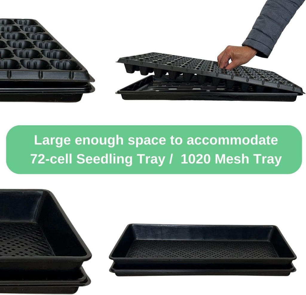 Shallow 1020 Nursery Flat Trays -10 Pack, 1.8" Height, Specialized for Holding 72-Cell Plug Seedling Trays, No Holes
