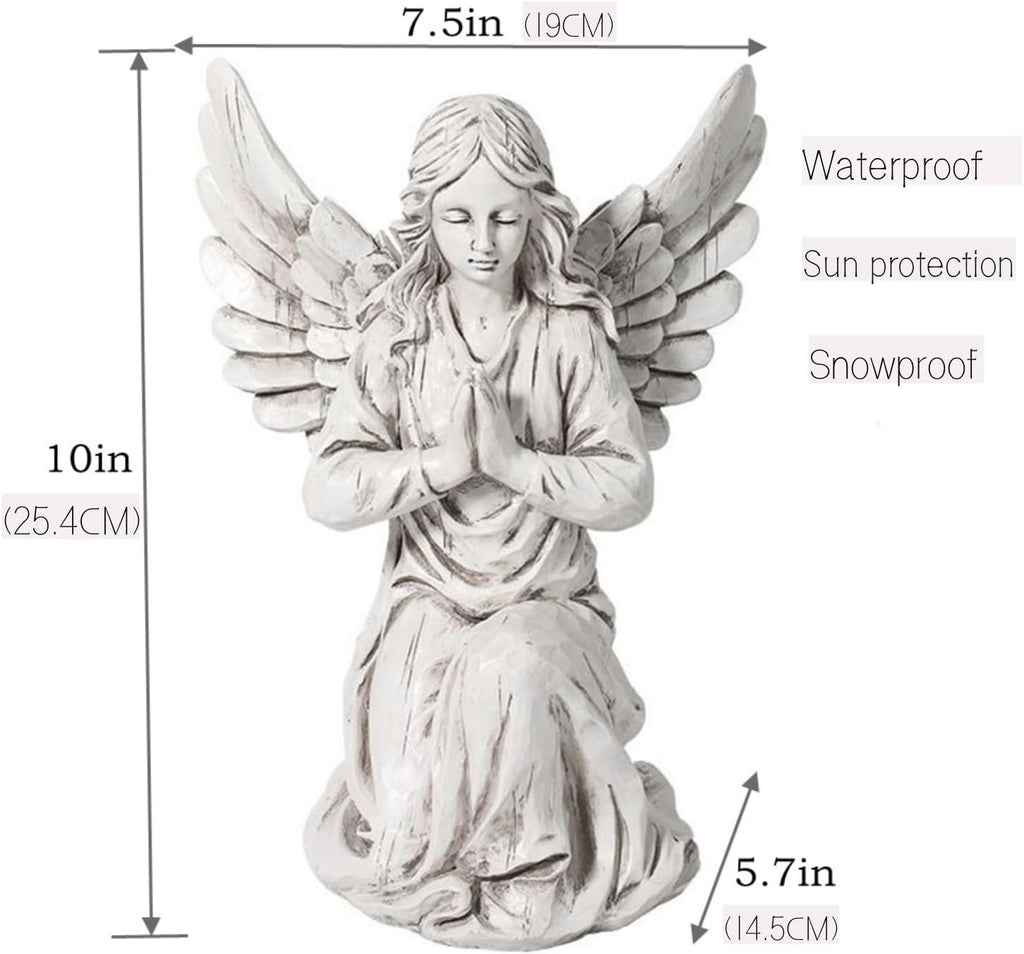 Praying Angel Garden Statue, Religious Fairy Sculpture Waterproof Decorative Figurine Art Decor for Patio, Lawn, Yard