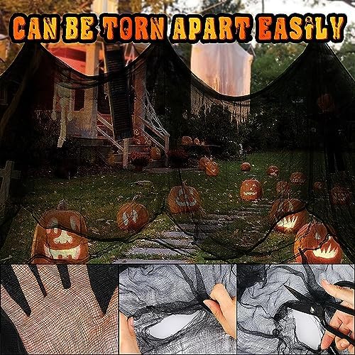 315 x 85 Halloween Black Creepy Cloth,Spooky Fabric Cloth Halloween Decorations Outdoor,Scary Creepy Gauze Black Cloths Party Decor Props for Witch Room,Haunted House,Garden