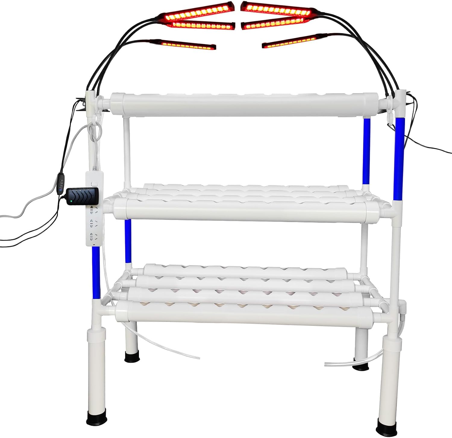Upgraded Hydroponics Growing System with LED Grow Lights,108 Plant Sites,3 Layers Food-Grade PVC-U Pipes Hydroponic