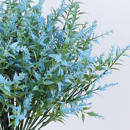 RECUTMS Spring Decoration,Artificial Blue Greenery,Outdoor Fake Flower 36Pc