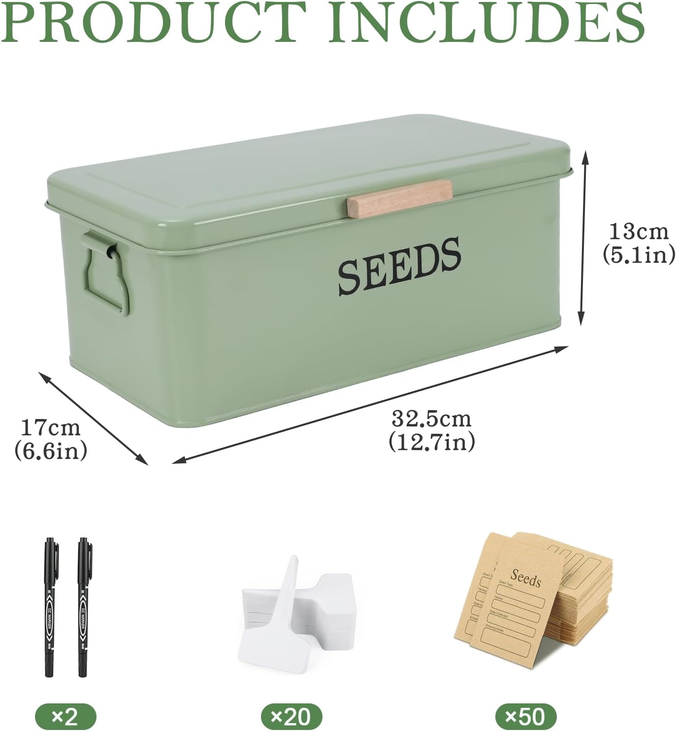 Seed Storage Organizer,Metal Seed Saving Box with Lid,4 Compartments Box with Safety Locks,Garden Supplies Container