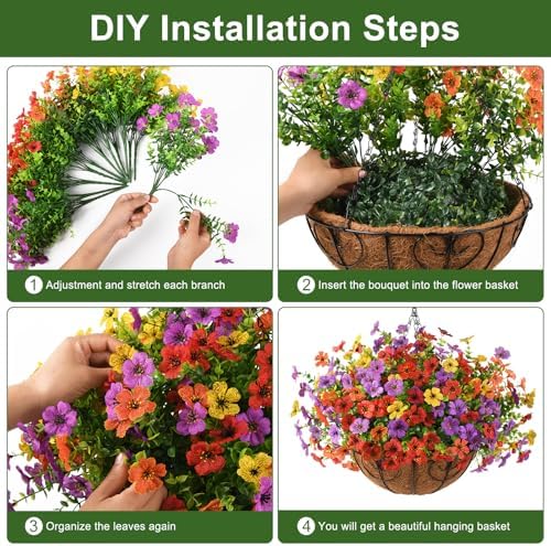 Artificial Fake Hanging Flowers Plants Basket for Outdoor Decoration