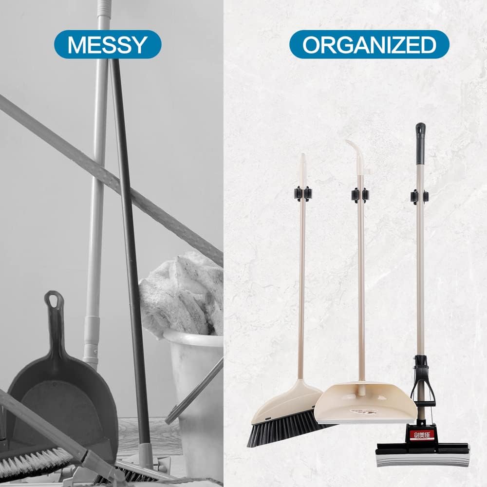 JAMEND CLXP 24PCS Broom and Mop Holder, Heavy Duty Garden Tool Organizer Rack Rake and Shovel Handle, Stainless Steel