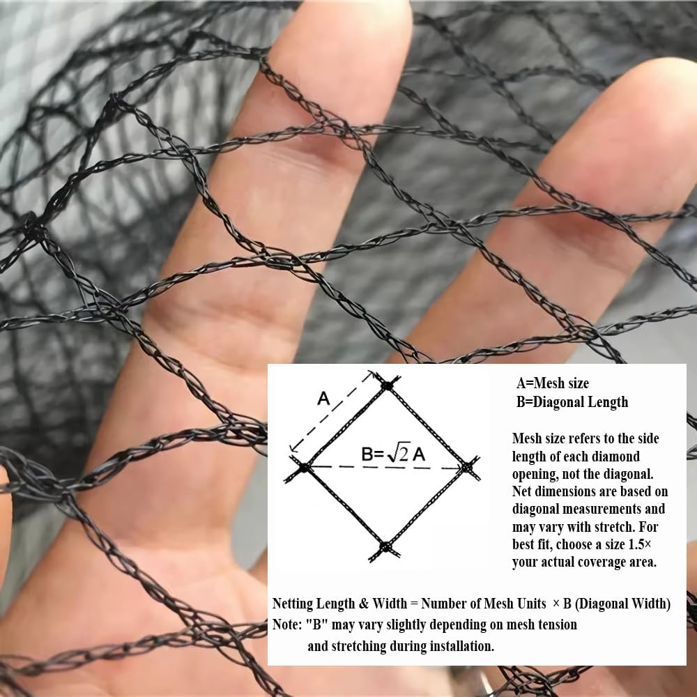 Bird Netting for Chicken Coop 25x50 FT, 1" Chicken Run Cover Net | Woven Coop Netting Roof Against Hawk, Eagle, Owls