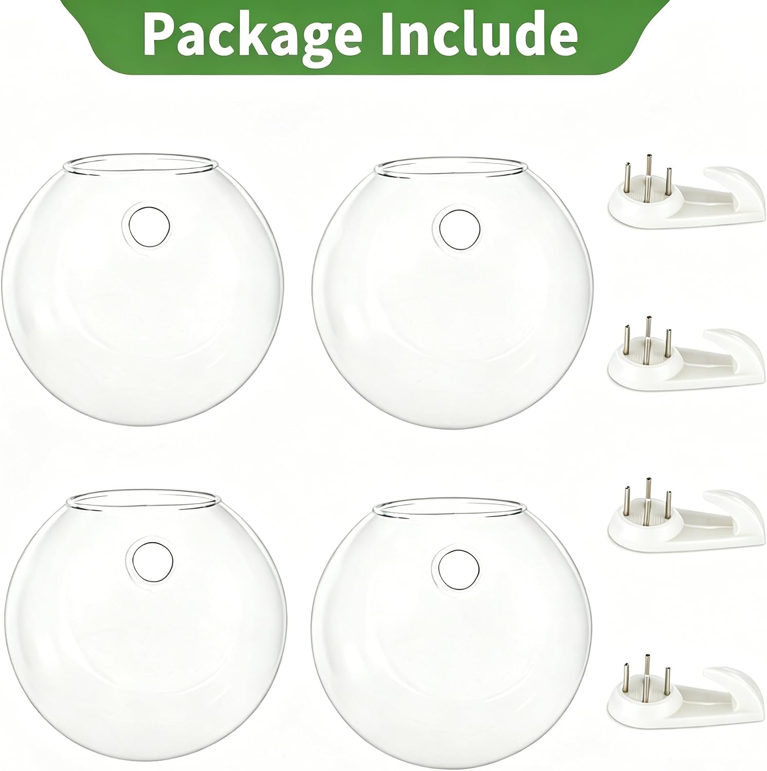 NUPTIO Glass Wall Hanging Planters: Propagation Station for Plants, 4 Pcs | Wall Mount Clear Vase, Terrarium for