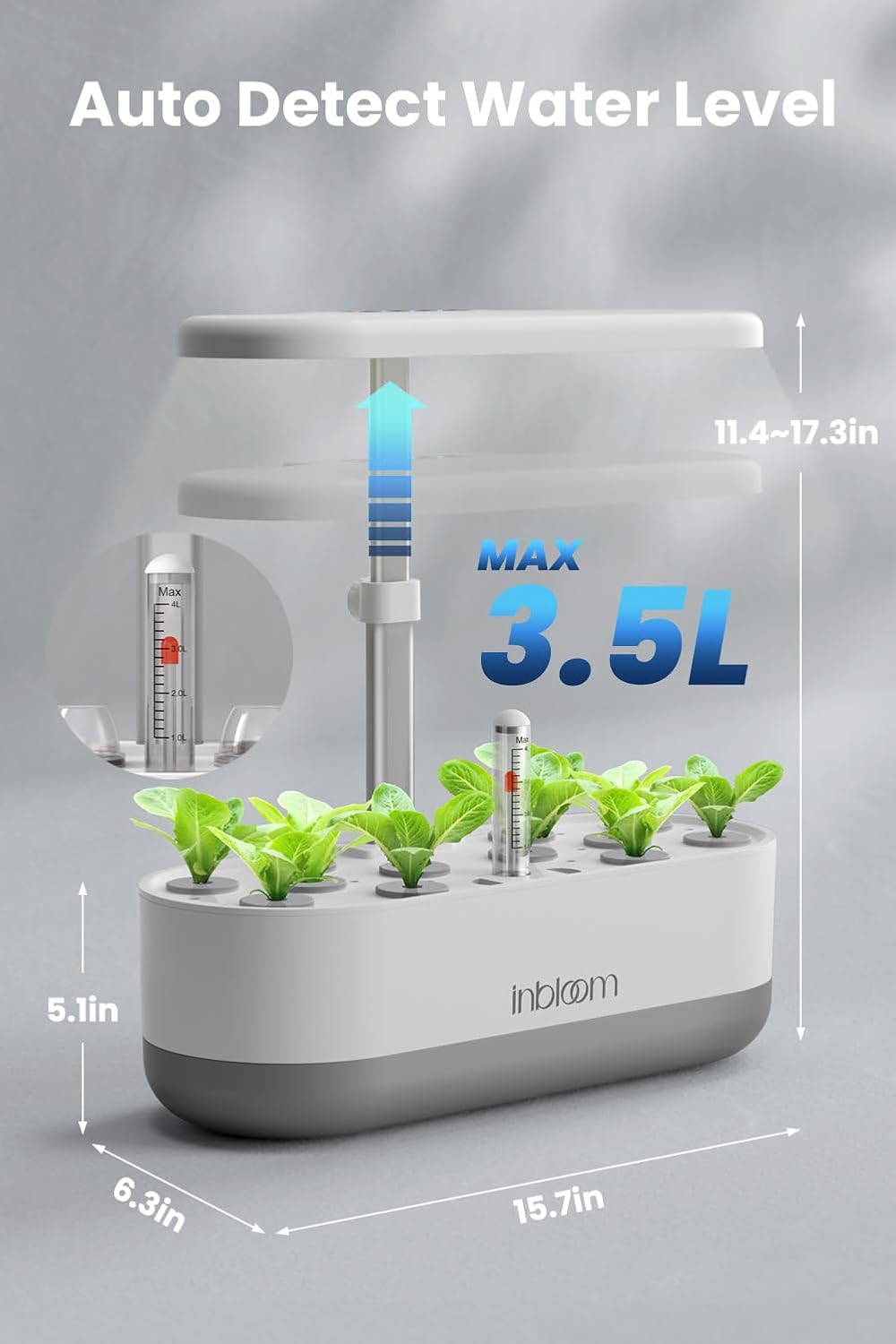 inBloom 12 Pods Hydroponics Growing System Indoor Garden with LED Grow Light and Pod Kit, Plants Germination Kit with