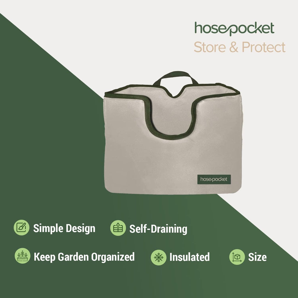 Expandable Garden Hose Holder by Hose Pocket – Store Your Expandable Garden Hose Neatly and Simply – Size Small