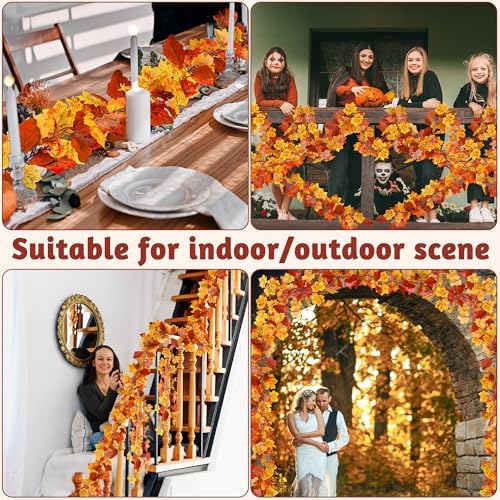 4Pcs 23.6FT Maple Leaf Autumn Garland for Thanksgiving Halloween Fall Decor