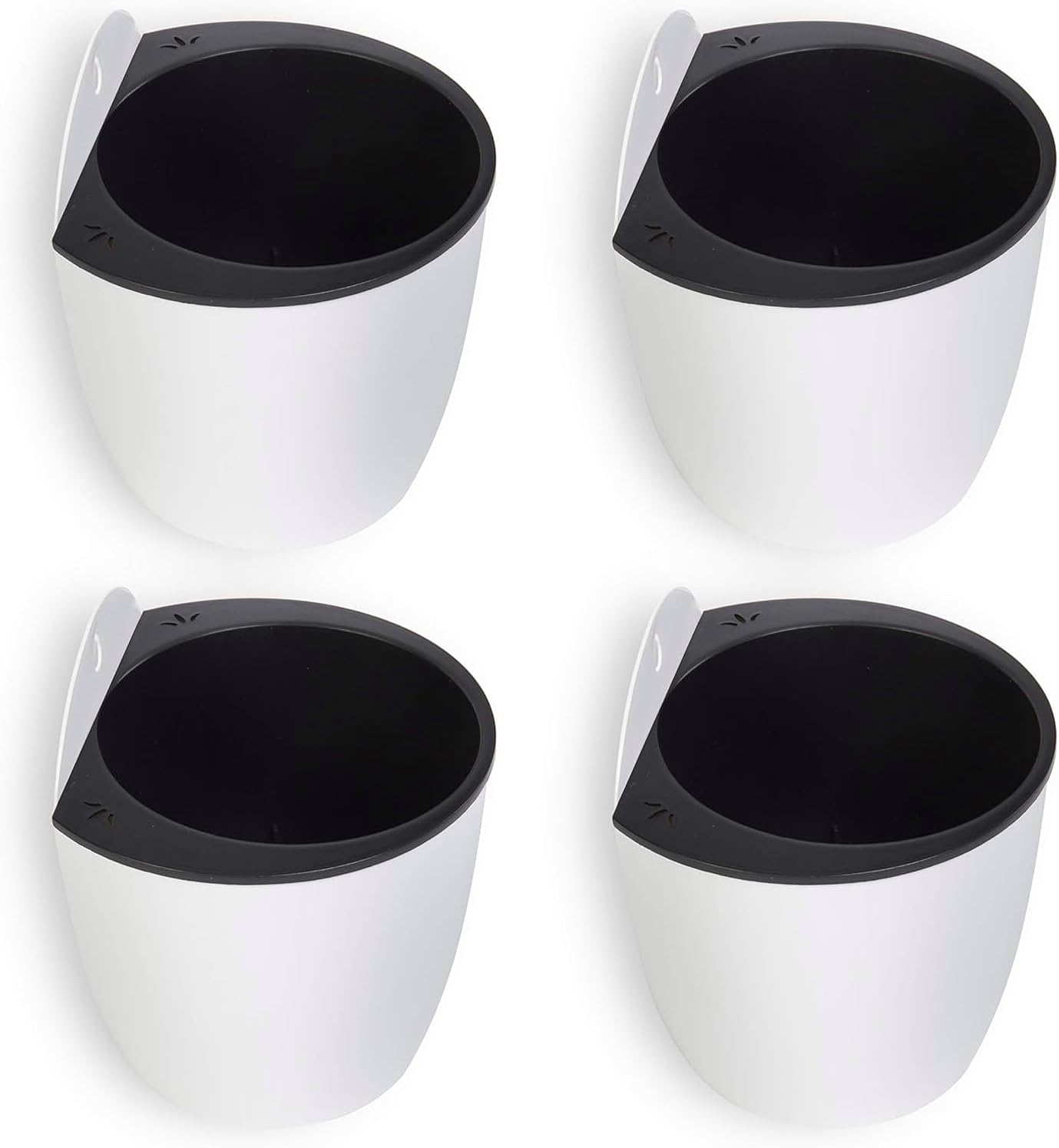 MyGift 7.5 Inch Wall Planters for Indoor Plants, White Plastic Hanging Self Watering Plant Pots, Flower Cactus Herbs