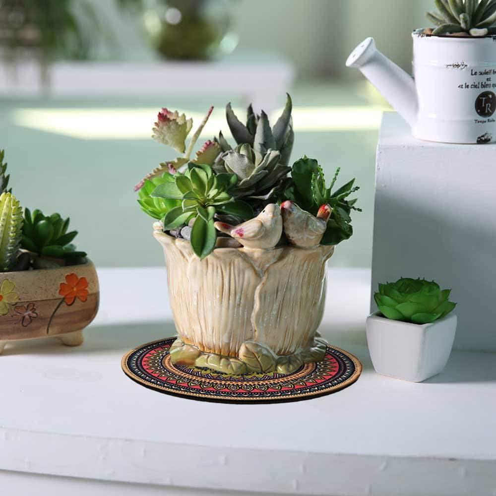 Boho Plant Pot Mat Absorbent Non Slip for Table Desk Floor 8.5" Set of 6