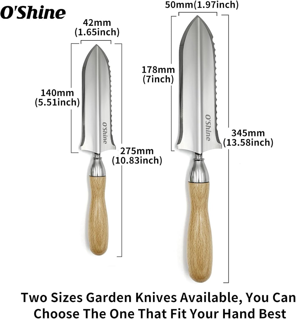 O'Shine 5.5” Full Tang Japanese Hori Hori Garden Knife, Stainless Steel Small Soil Knife for Planting & Transplanting