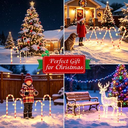 12 Pack Solar Candy Cane Lights Outdoor, Warm White Solar Christmas Lights