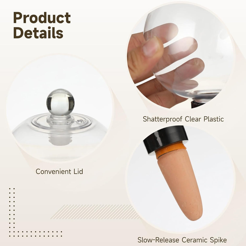 4 PCS Large Plant Self-Watering Globes, 16.9 oz Slow Release Watering Bulb with Ceramic Spike Stake, Top Fill Plastic
