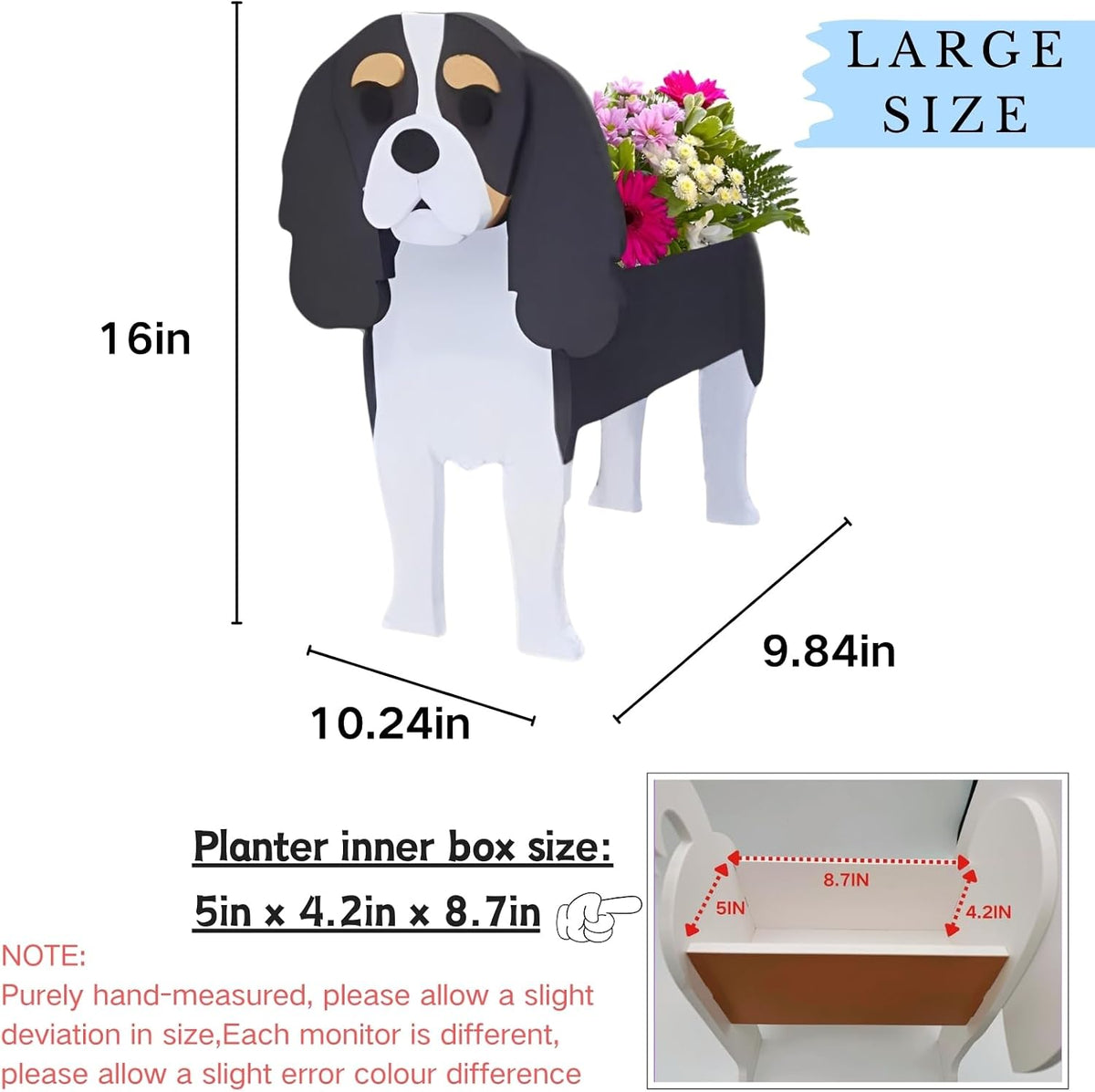 Cavalier King Dog Planter Pots, Animal Shaped Flower Pot | Large Cute Plant Gift for Women and Pet Lovers, Indoor