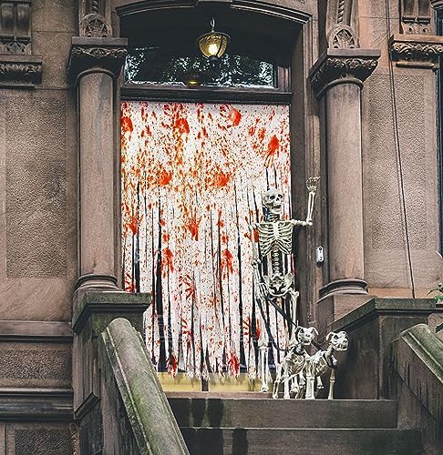 2 Pcs Halloween Door Curtains, Bloody Handprint Doorway Decorations