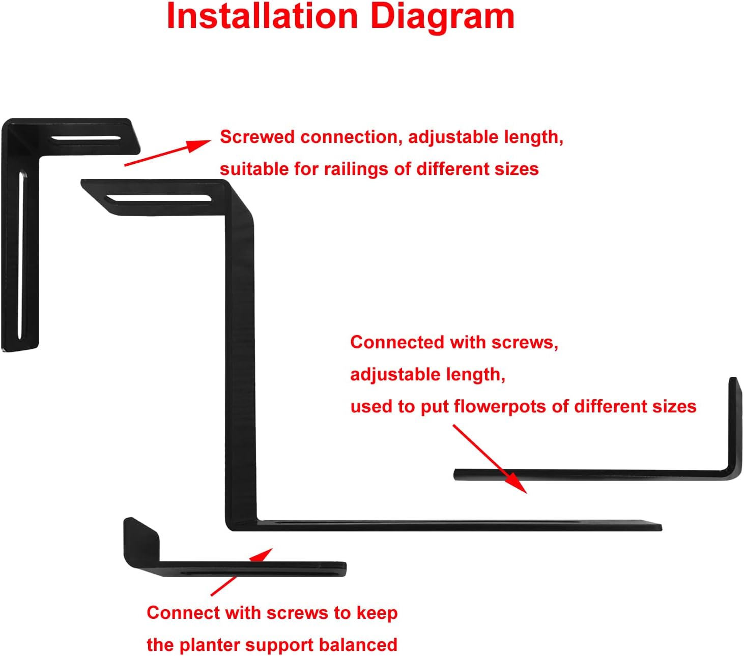 Planter Box Bracket,Flower Box Holder Brackets,Adjustable Window Box Brackets for Patio Garden Fence Pergola Balcony