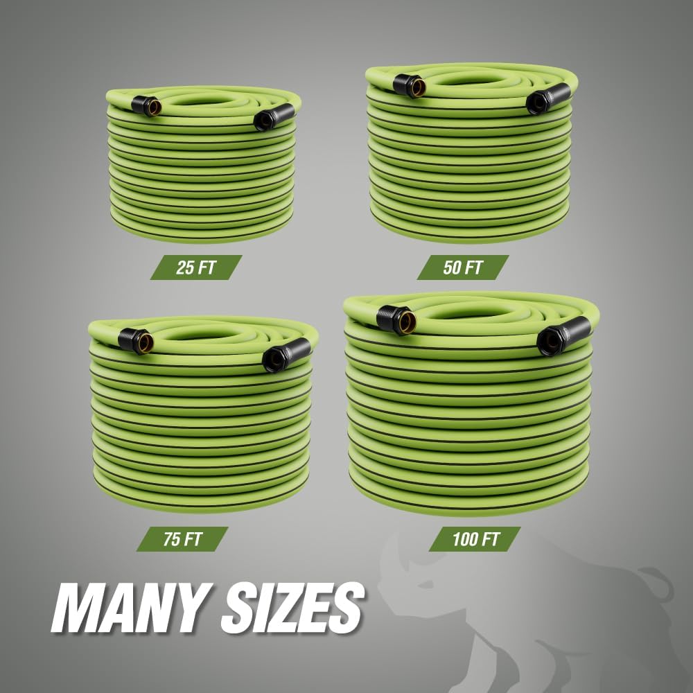 RUGGED RHINO Heavy Duty Garden Hose 100ft x 5/8in, Anti-Kink and Leakproof, Durable 4-Layer Construction, 500 PSI
