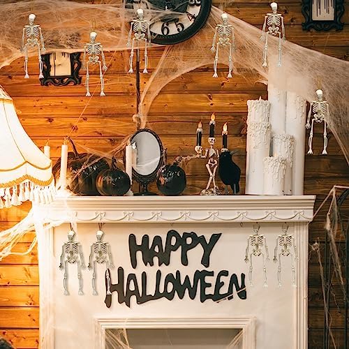 Sintuff 40 Pcs Halloween Skeleton Decor Plastic Mini Skull Figurines