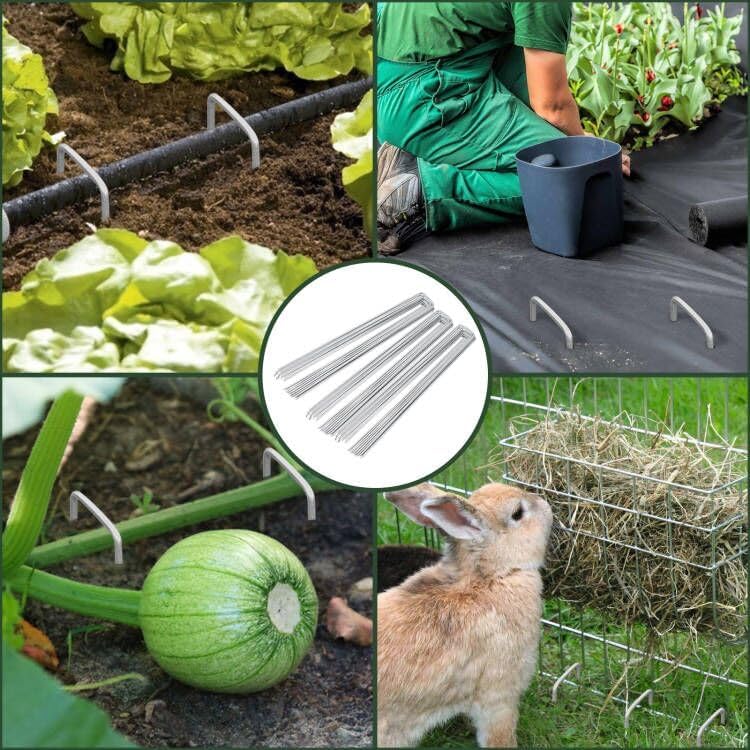 Landscape Staples 6 Inch 500 Pack, Heavy Duty 11 Gauge Hot-Dip Galvanized Garden Stakes for Weed Barrier, Landscape