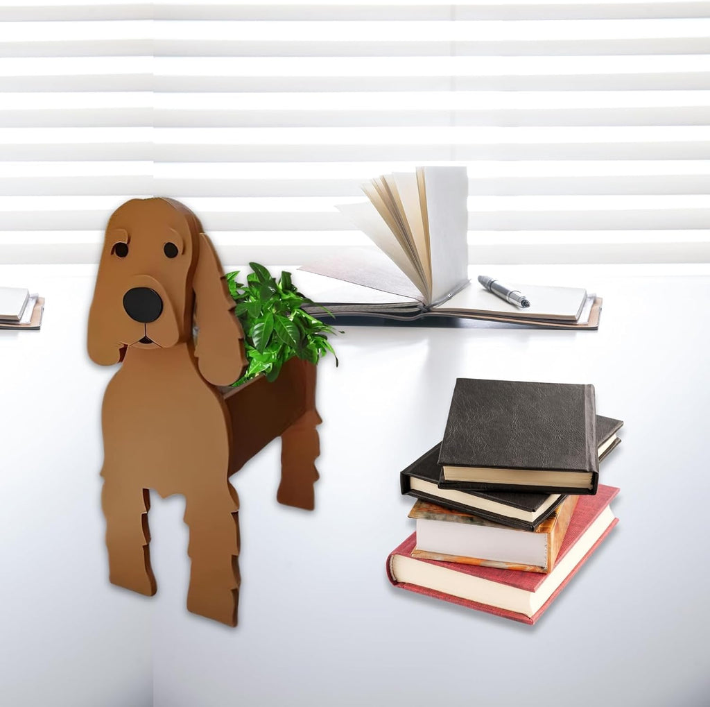 Brown Cocker Spaniel Dog Planter Pots, Animal Shaped Flower Pot | Cute Plant Gift for Women and Pet Lovers, Indoor
