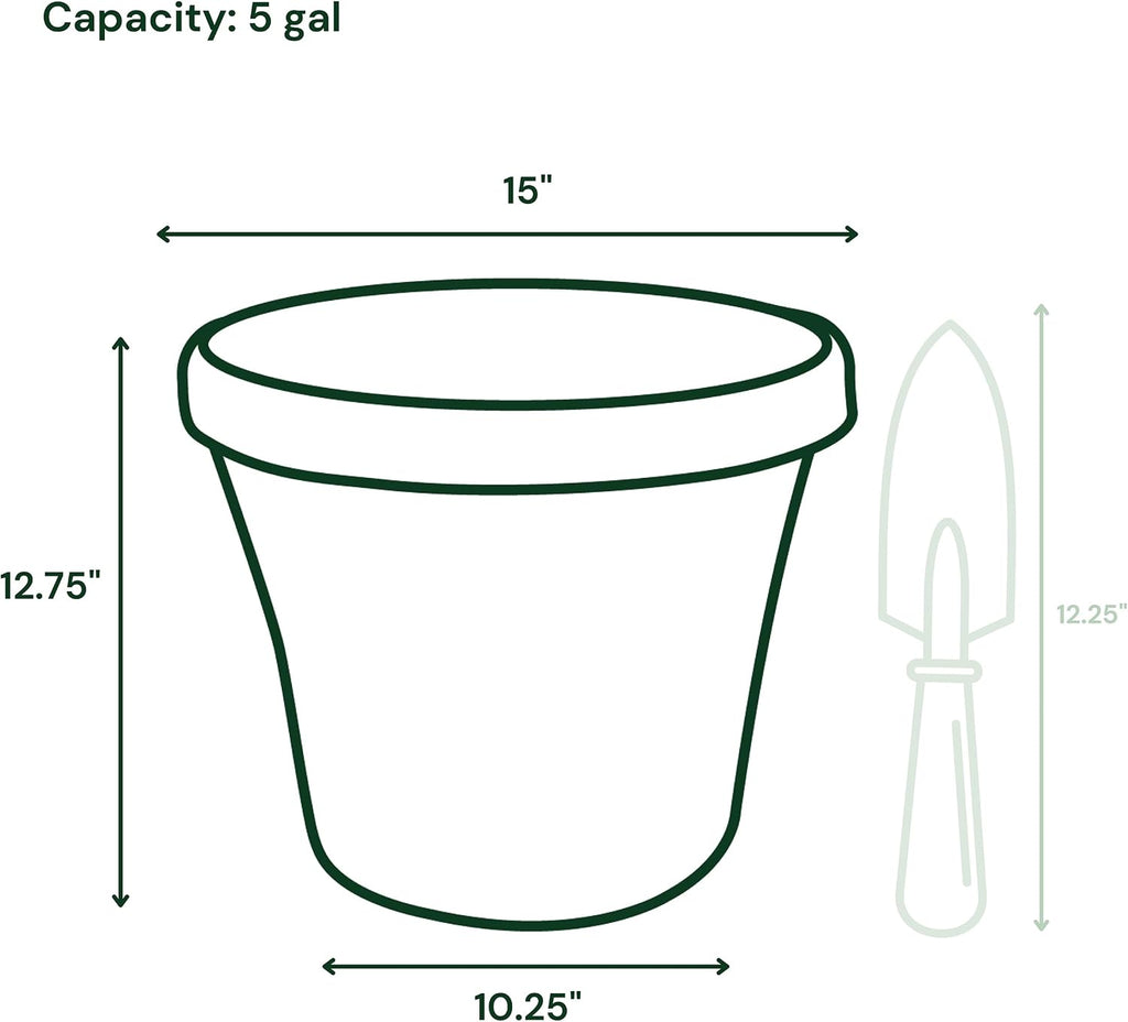 Bloem Terra Pot Round Planter: 14" - Chocolate - Matte Finish, Durable Resin, Traditional Style Pot, for Indoor and